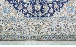 Full view of New Nain rug from Iran / Persia, 309 × 198 cm in Blue tones