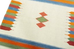 Surface texture of New Kilim Sofre rug with natural Wool and intricate pattern
