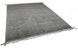 Corner detail of New Morocco rug showing border pattern and Wool pile