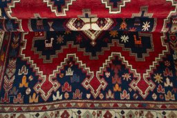 Full view of 2000s Sirjan rug from Iran / Persia, 237 × 160 cm in Red tones