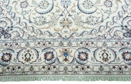 Full view of 2000s Nain rug from Iran / Persia, 350 × 247 cm in Beige tones