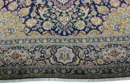 Full view of 2000s Kashan rug from Iran / Persia, 354 × 251 cm in Blue tones