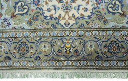 Full view of 2000s Kashan rug from Iran / Persia, 219 × 144 cm in Beige tones