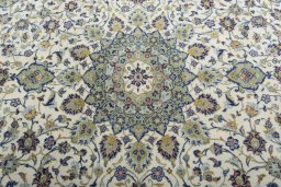 Central medallion detail of 2000s Kashan rug from Iran / Persia