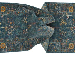 Full view of New Farahan rug from Pakistan, 250 × 81 cm in Blue tones