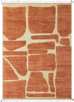 Full view of New Morocco rug from Pakistan, 245 × 176 cm in Yellow tones