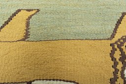 Backside of handmade New Kilim Dastan rug showing knot structure and weave density
