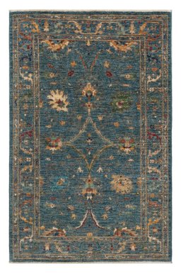 Full view of New Farahan rug from Pakistan, 126 × 81 cm in Blue tones