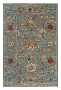 Full view of New Farahan rug from Pakistan, 124 × 80 cm in Gray tones