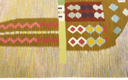 Close-up detail of New Kilim Dastan rug from Turkey showing Wool weave