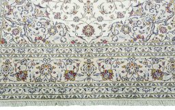 Full view of 2000s Kashan rug from Iran / Persia, 292 × 200 cm in Beige tones