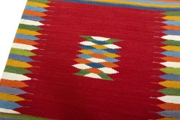 Surface texture of New Kilim Sofre rug with natural Wool and intricate pattern