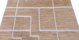Backside of handmade New Morocco rug showing knot structure and weave density