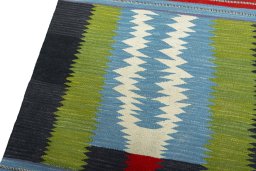 Surface texture of New Kilim Sofre rug with natural Wool and intricate pattern