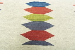 Backside of handmade New Kilim Sofre rug showing knot structure and weave density