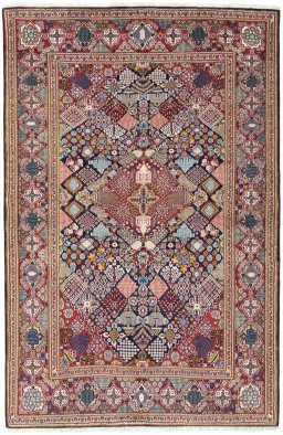 Full view of 2000s Kashan rug from Iran / Persia, 203 × 133 cm in Blue tones