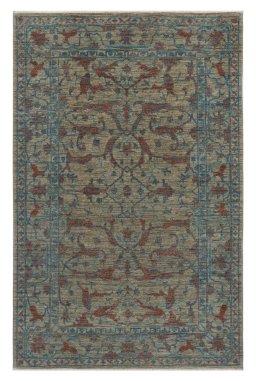 Full view of New Farahan rug from Pakistan, 192 × 124 cm in Gray tones