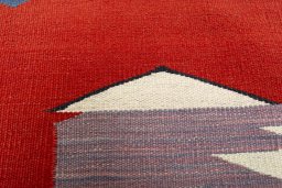 Backside of handmade New Kilim Dastan rug showing knot structure and weave density