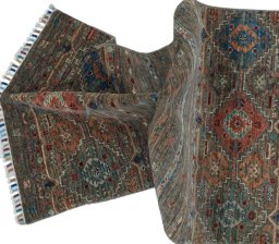 Full view of New Samarkand rug from Pakistan, 122 × 75 cm in Gray tones