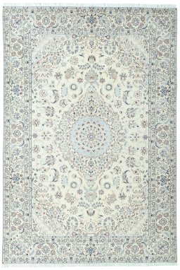 Full view of 2000s Nain rug from Iran / Persia, 346 × 235 cm in Beige tones