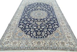Surface texture of New Nain rug with natural Wool and intricate pattern