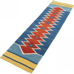 Corner detail of New Modern Design rug showing border pattern and Wool pile