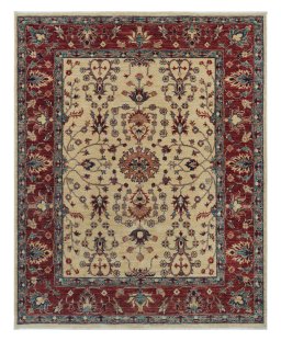 Full view of New Farahan rug from Pakistan, 188 × 149 cm in Beige tones