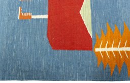 Close-up detail of New Kilim Dastan rug from Turkey showing Wool weave