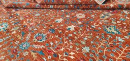 Close-up detail of New Haj-jalili rug from Pakistan showing Wool weave