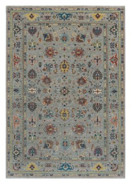 Full view of New Farahan rug from Pakistan, 293 × 199 cm in Gray tones