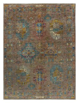 Full view of New Farahan rug from Pakistan, 197 × 149 cm in Brown tones