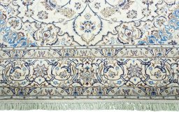 Full view of New Nain rug from Iran / Persia, 306 × 203 cm in Beige tones