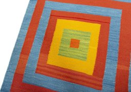Surface texture of New Kilim Sofre rug with natural Wool and intricate pattern