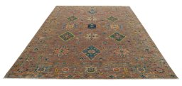 Surface texture of New Kazak rug with natural Wool and intricate pattern