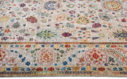 Corner detail of Unknown Haj-jalili rug showing border pattern and Cotton pile