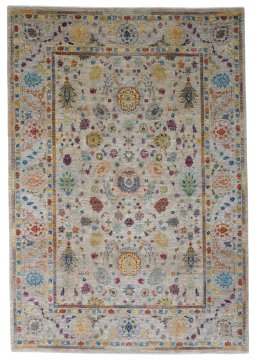 Full view of Unknown Haj-jalili rug from Pakistan, 296 × 204 cm in Cream tones