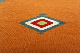 Backside of handmade New Kilim Sofre rug showing knot structure and weave density