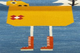 Full view of New Kilim Dastan rug from Turkey, 104 × 95 cm in Multi Color tones