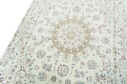 Backside of handmade 2000s Nain rug showing knot structure and weave density