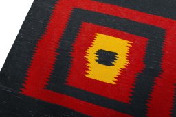 Surface texture of New Kilim Sofre rug with natural Wool and intricate pattern