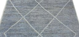 Backside of handmade New Morocco rug showing knot structure and weave density
