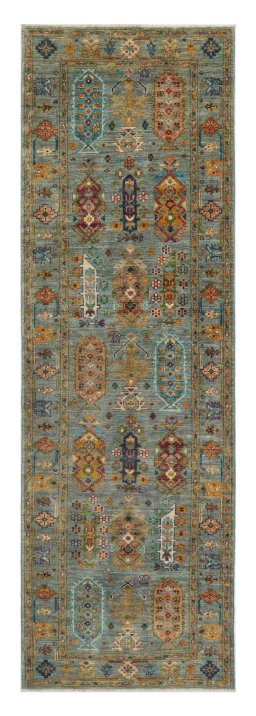 Full view of New Farahan rug from Pakistan, 250 × 80 cm in Blue tones
